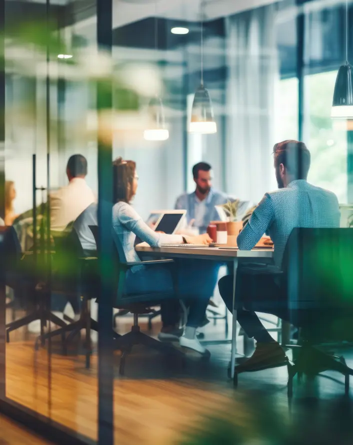 about wealth management services Team members collaborating in a modern office space, reflecting the values of Calado Capital.